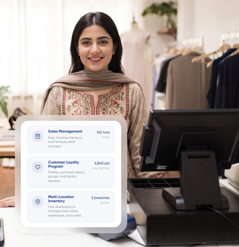 Retail pos software screen showing retail focused features.